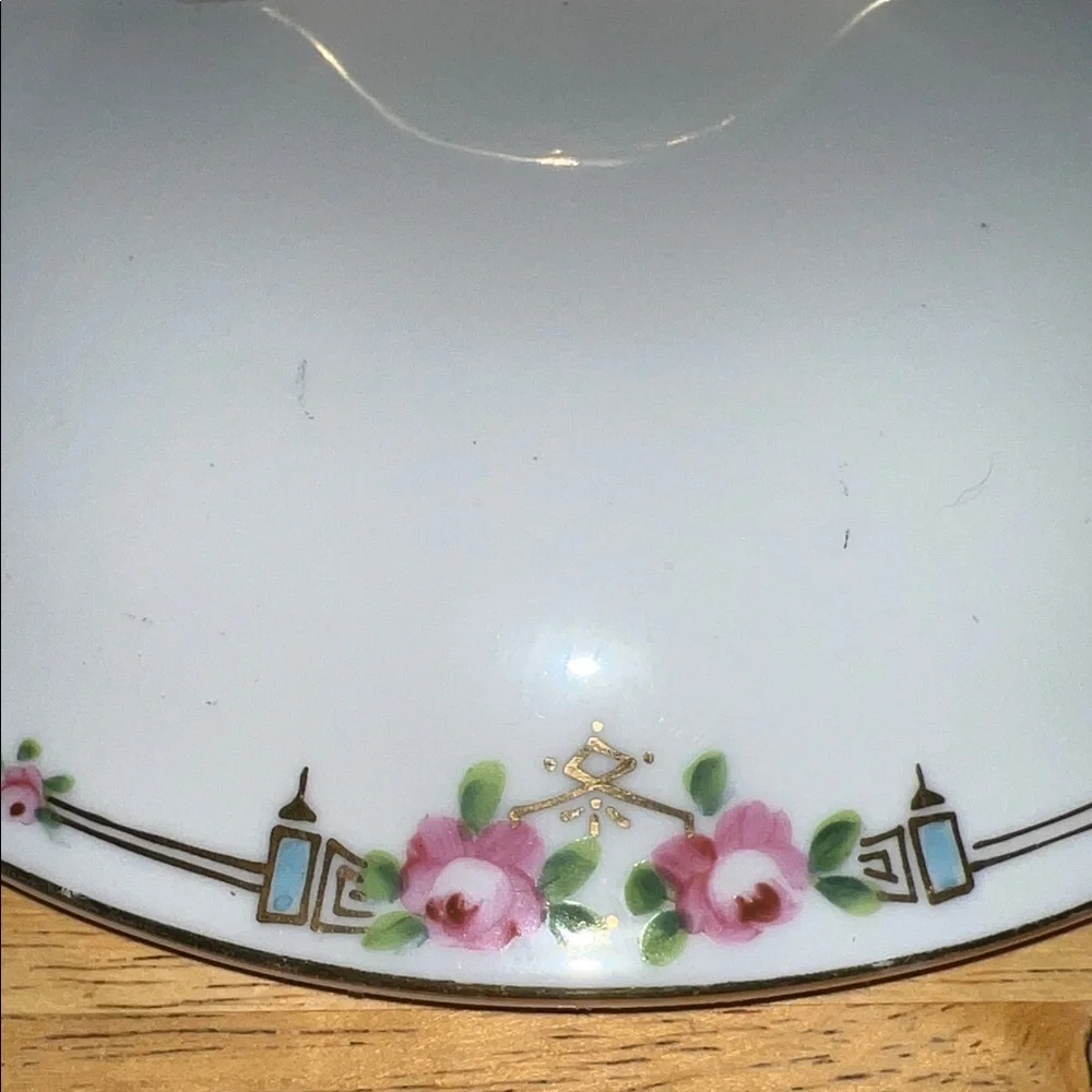 Antique Nippon Porcelain Elegant Floral Lidded Serving Dish with Gold Accents